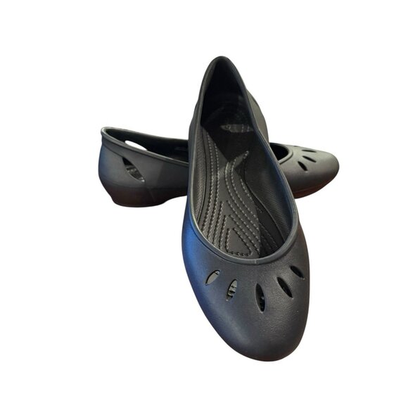 Crocs Womens Kadee Black Rubber Mary Janes Ballet Flats Size 8 - Picture 1 of 6